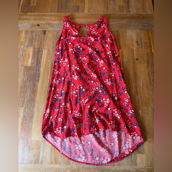 Old Navy Dresses & Skirts - Old Navy Red Floral Tank Dress with Blue Accents